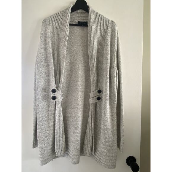 Fortune + Ivy Raiden Tab Detail Cardigan size Large Gray chunky knit cozy chic - Picture 1 of 8